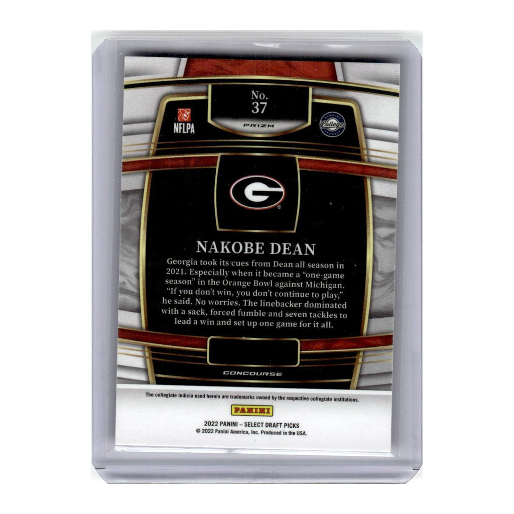 2022 Panini Select Draft Picks Nakobe Dean Georgia Bulldogs #37
