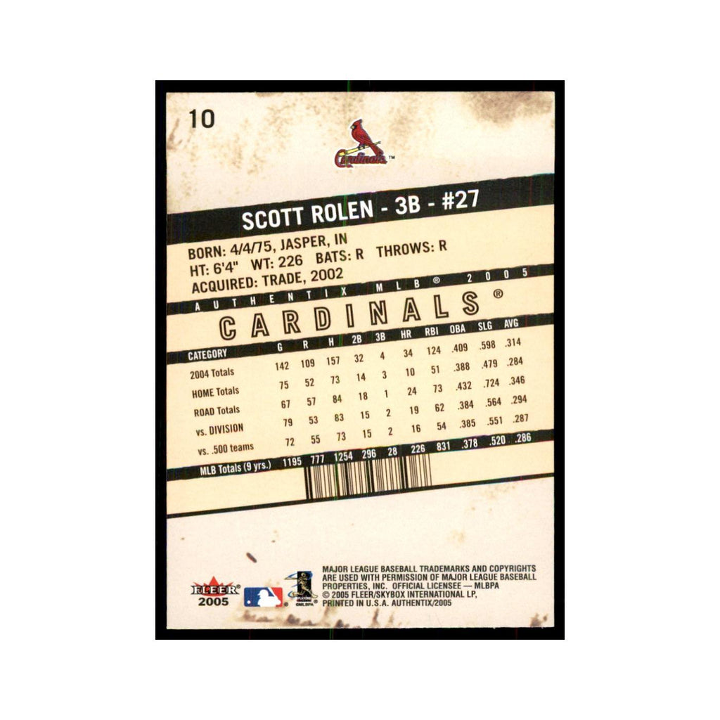 2005 Fleer Authentix Scott Rolen Cardinals #10