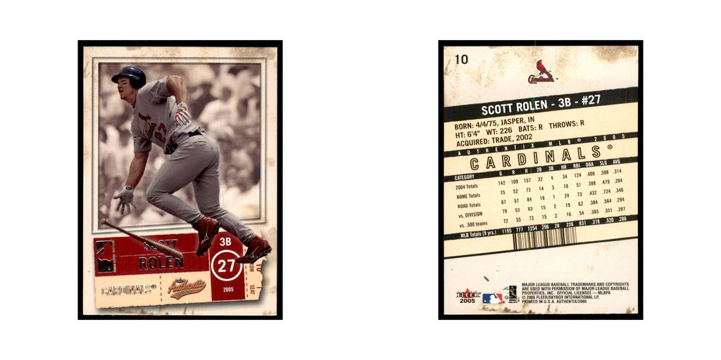 2005 Fleer Authentix Scott Rolen Cardinals #10
