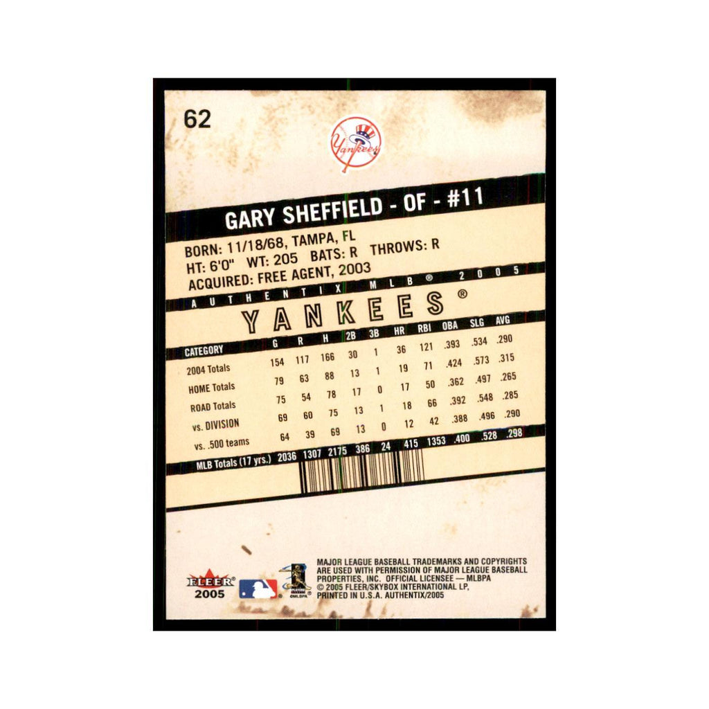 2005 Fleer Authentix Gary Sheffield Yankees #62