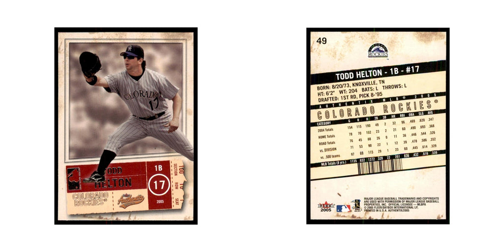 2005 Fleer Authentix Todd Helton Rockies #49