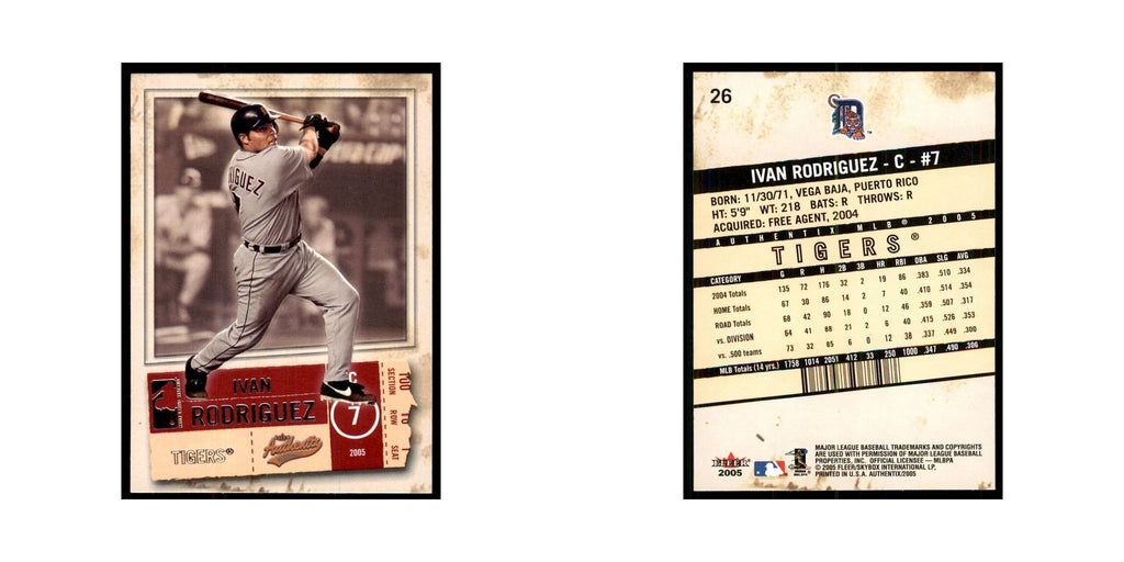 2005 Fleer Authentix Ivan Rodriguez Tigers #26
