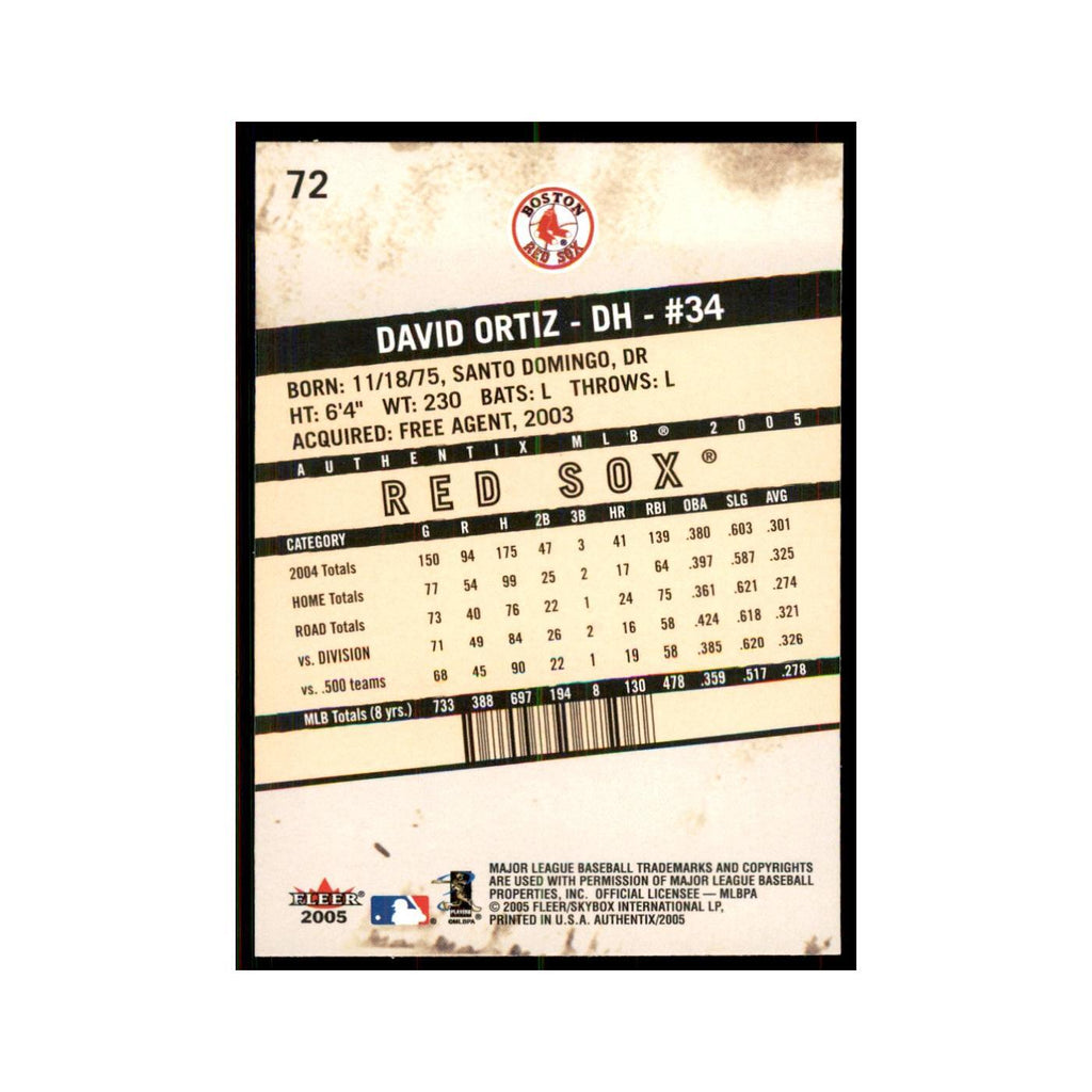 2005 Fleer Authentix David Ortiz Red Sox #72
