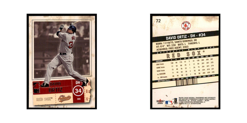 2005 Fleer Authentix David Ortiz Red Sox #72