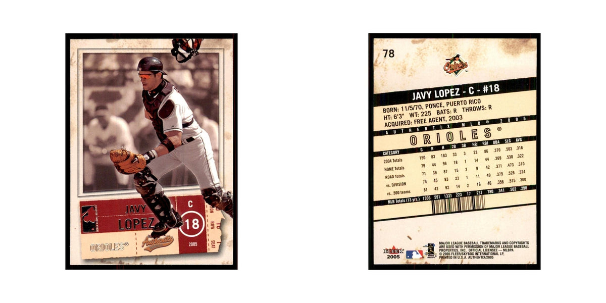 2005 Fleer Authentix Javy Lopez Orioles #78