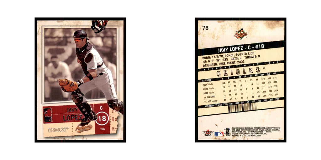 2005 Fleer Authentix Javy Lopez Orioles #78