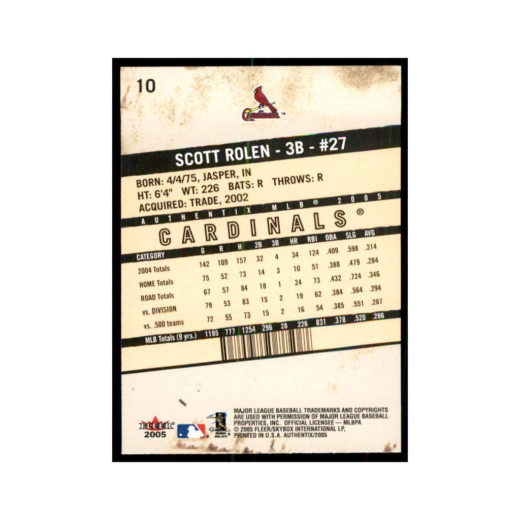 2005 Fleer Authentix Scott Rolen Cardinals #10
