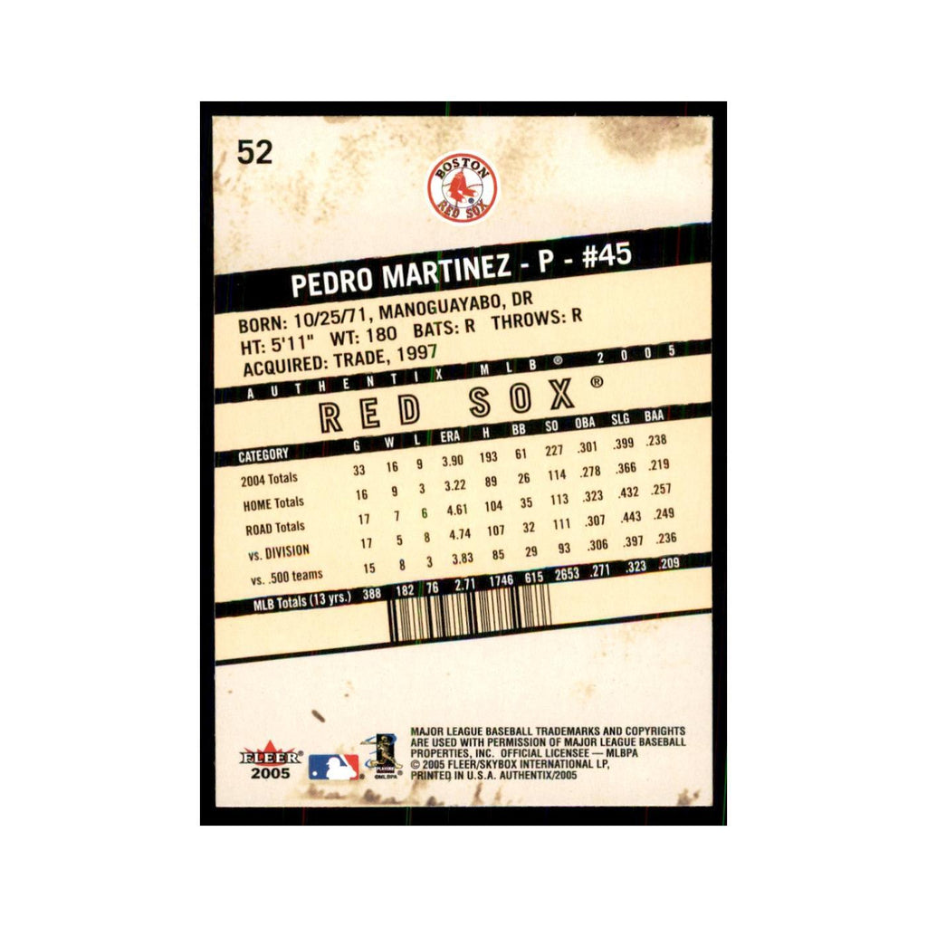 2005 Fleer Authentix Pedro Martinez Red Sox #52