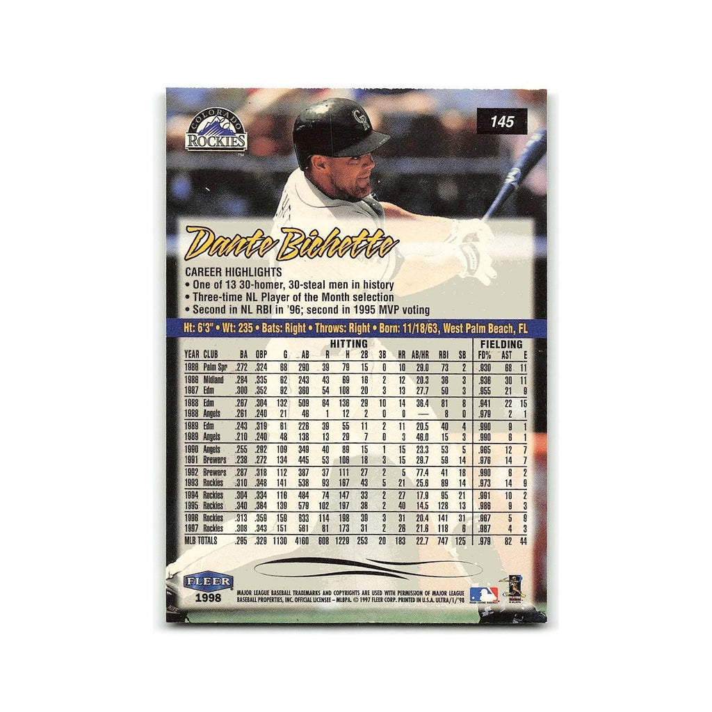 Dante Bichette 1998 Fleer Ultra #145 Colorado Rockies Baseball Card NM