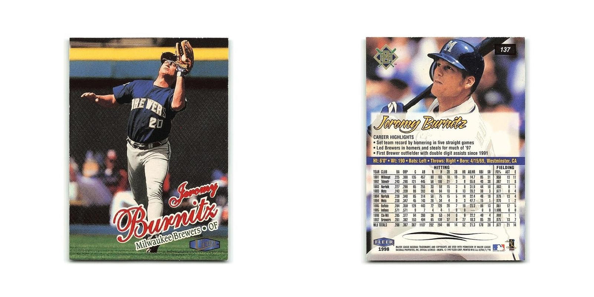 Jeremy Nurnitz 1998 Fleer Ultra #137 Milwaukee Brewers Baseball Card NM