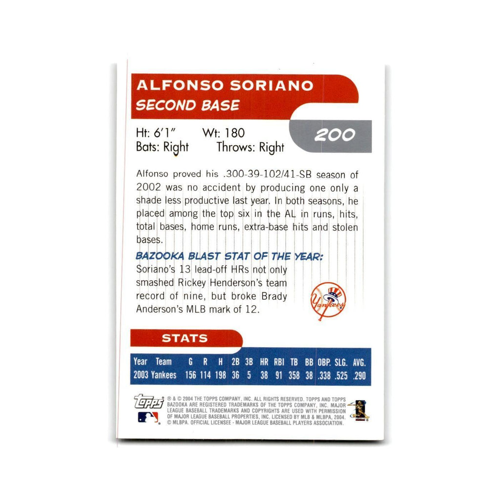 2004 Bazooka Alfonso Soriano Yankees #200