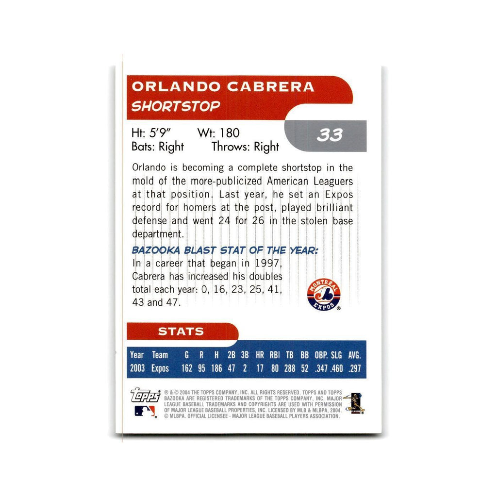2004 Bazooka Orlando Cabrera Montreal Expos #33