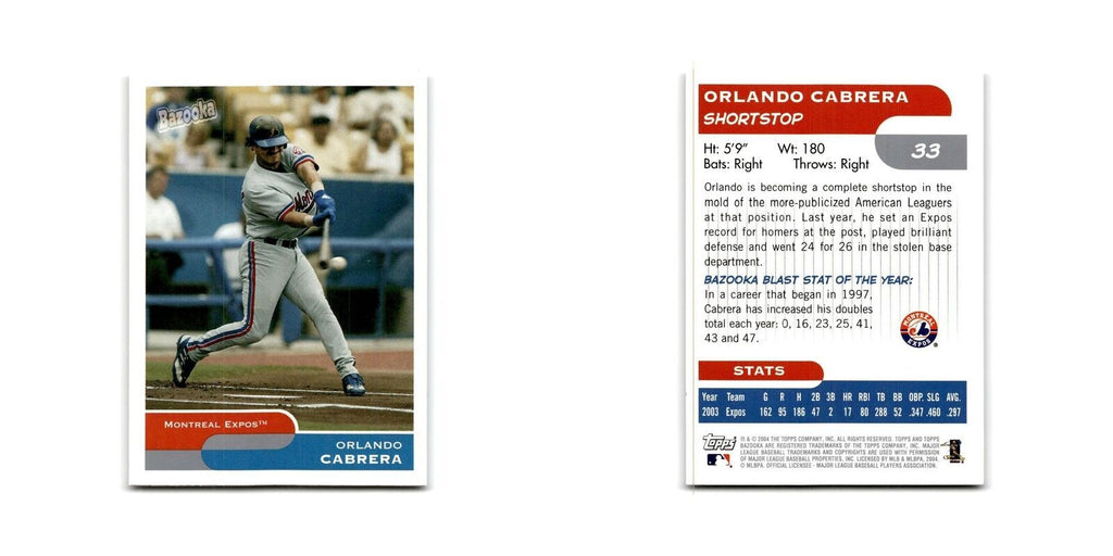 2004 Bazooka Orlando Cabrera Montreal Expos #33