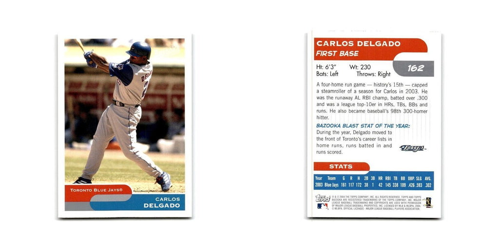 2004 Bazooka Carlos Delgado Blue Jays #162B