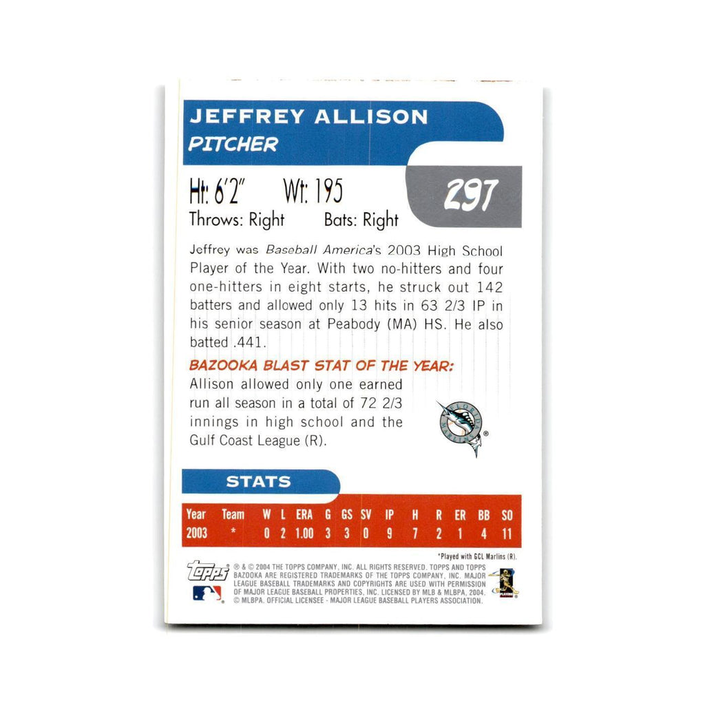 2004 Bazooka Jeff Allison Florida Marlins #297
