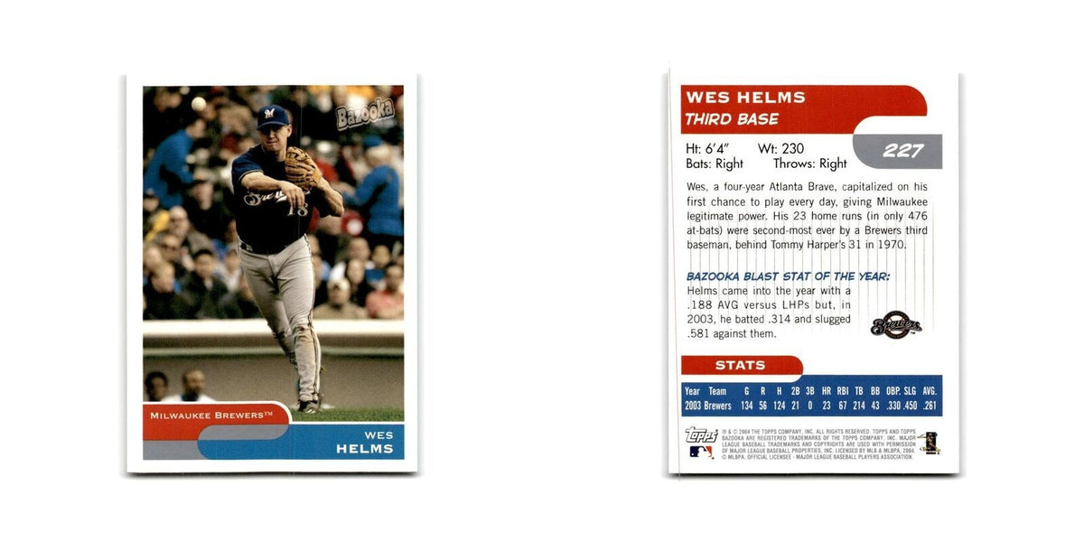 2004 Bazooka Wes Helms Brewers #227