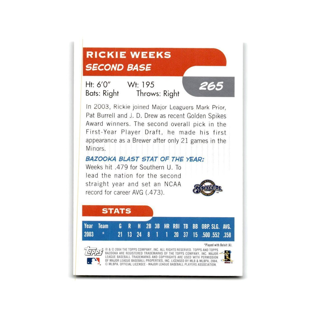 2004 Bazooka Rickie Weeks Brewers #265