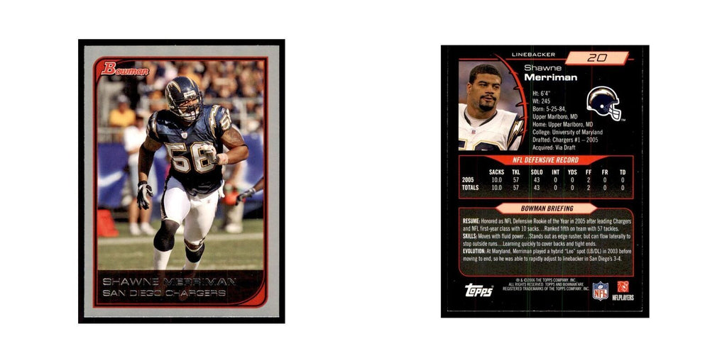 2006 Bowman Shawne Merriman Football Cards #20