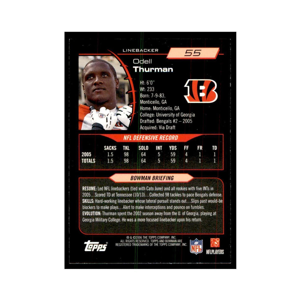 2006 Bowman Odell Thurman Football Cards #55