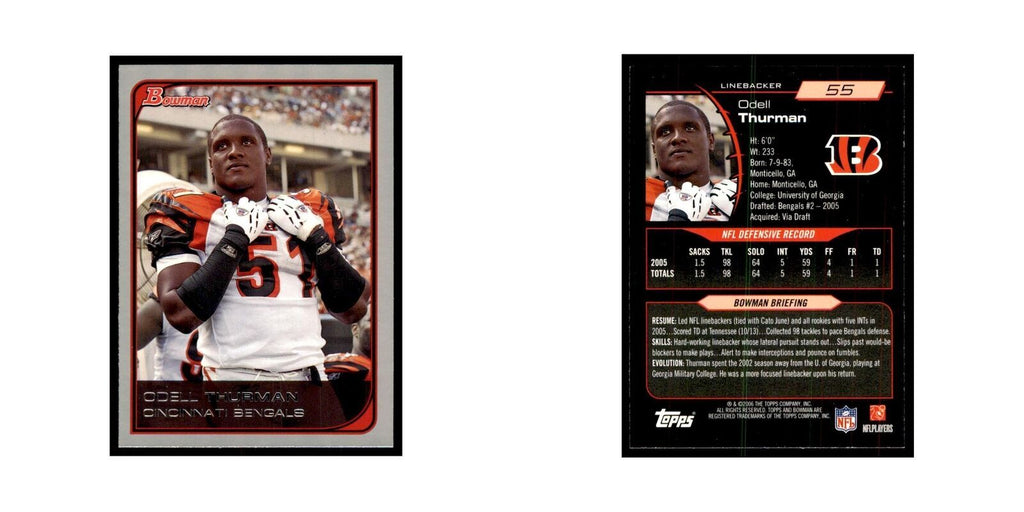 2006 Bowman Odell Thurman Football Cards #55