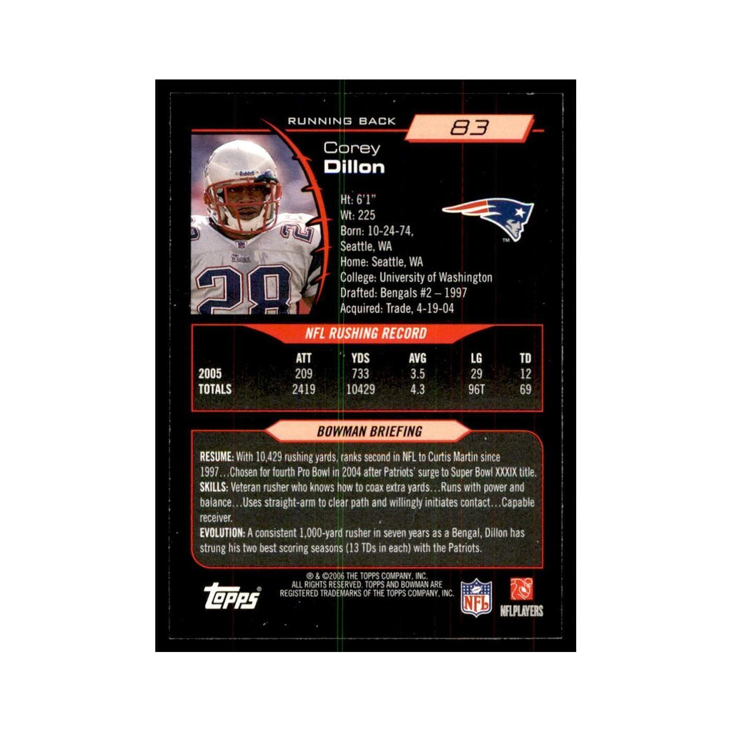 2006 Bowman Corey Dillon Football Cards #83