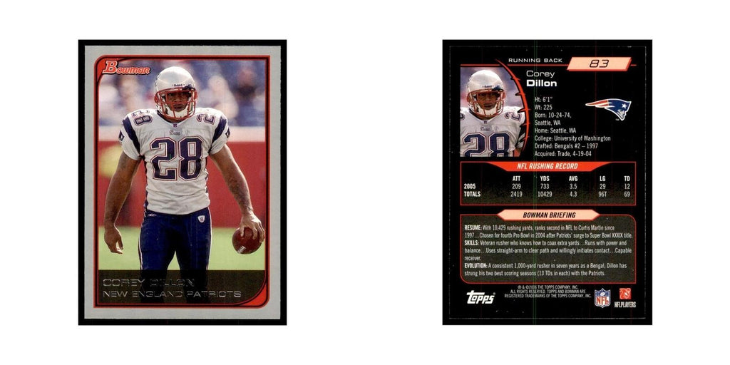 2006 Bowman Corey Dillon Football Cards #83