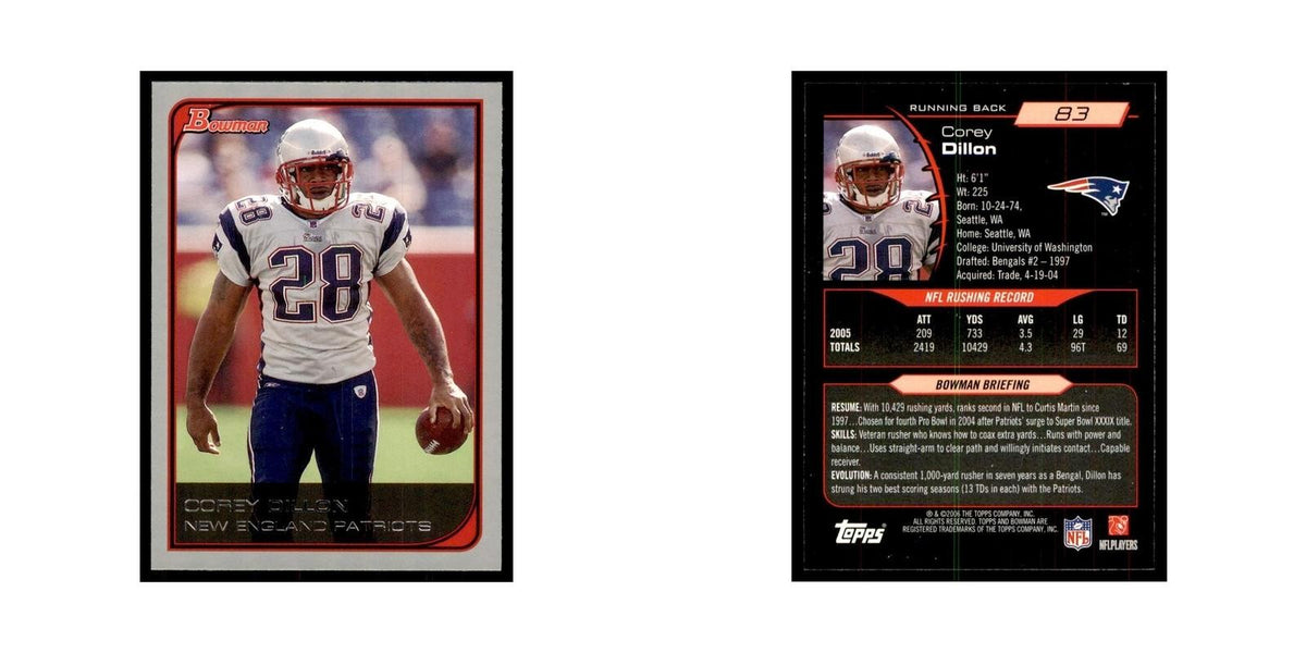 2006 Bowman Corey Dillon Football Cards #83