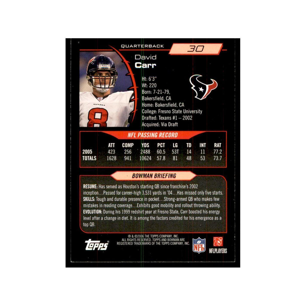 2006 Bowman David Carr Football Cards #30