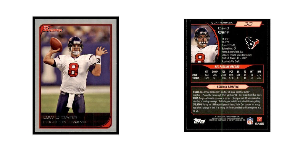 2006 Bowman David Carr Football Cards #30