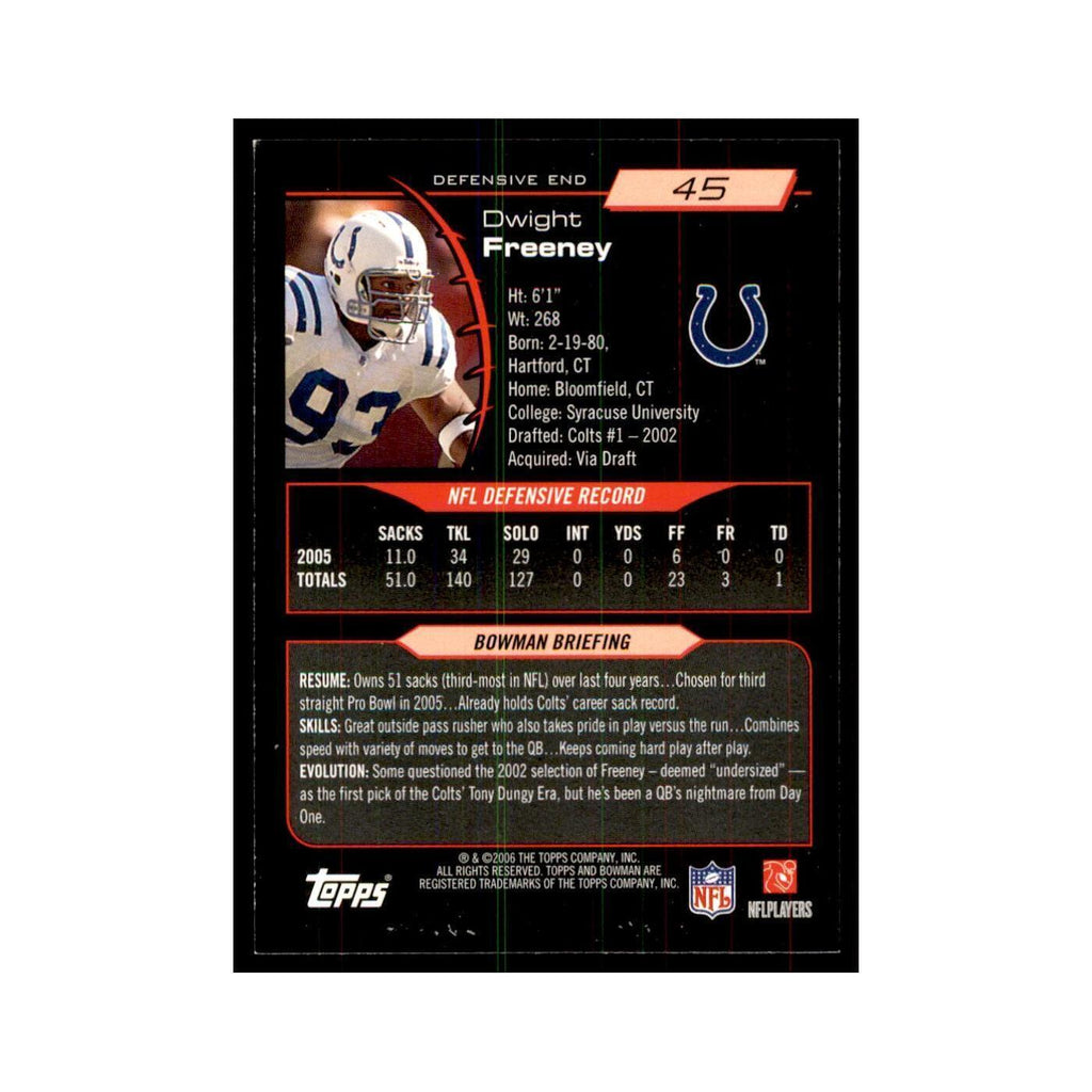 2006 Bowman Dwight Freeney Football Cards #45