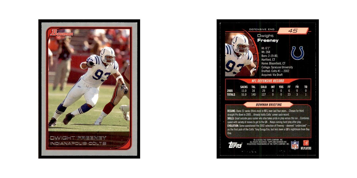 2006 Bowman Dwight Freeney Football Cards #45