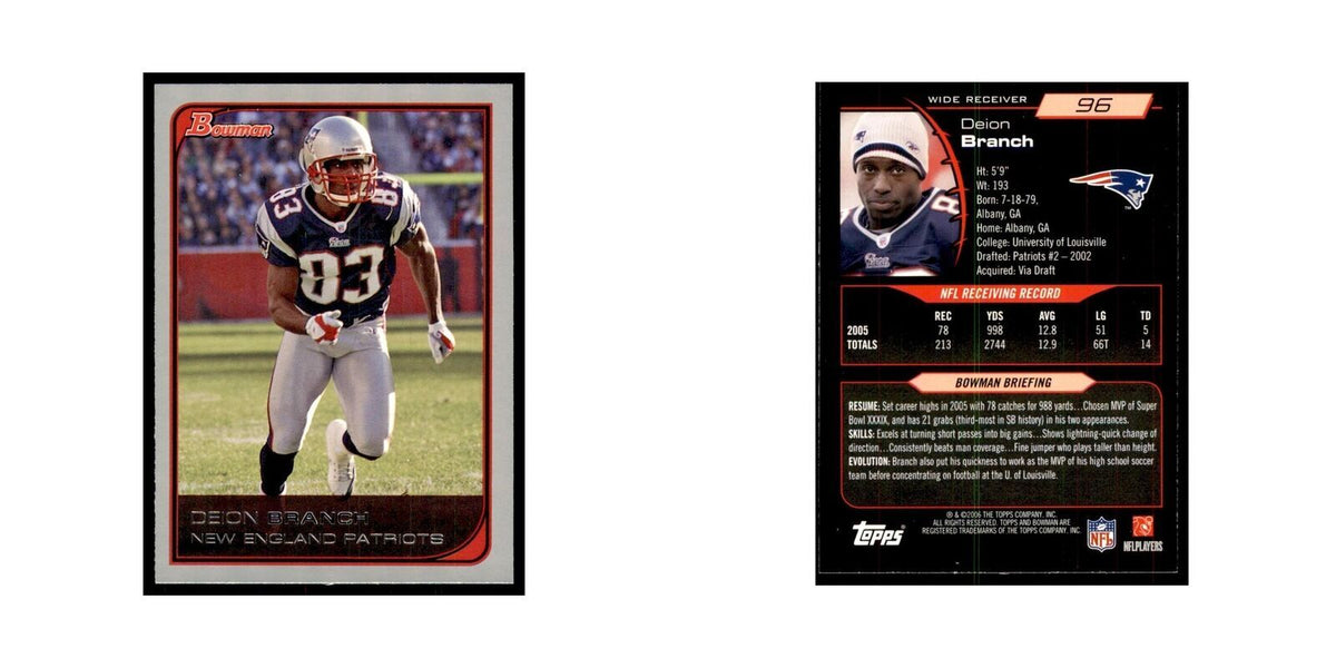 2006 Bowman Deion Branch Football Cards #96