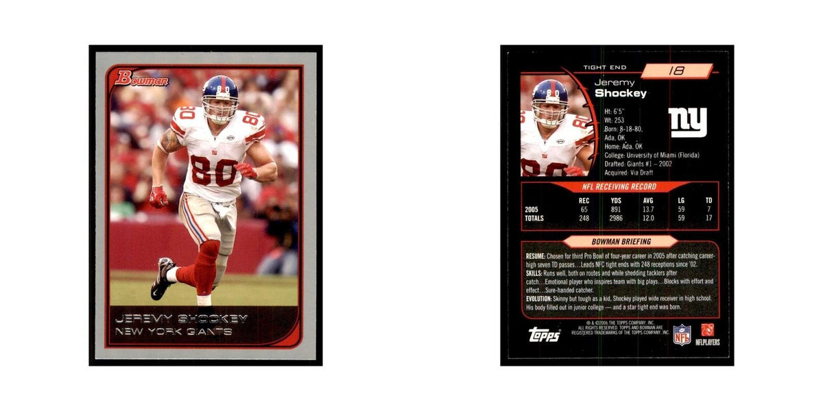 2006 Bowman Jeremy Shockey Football Cards #18