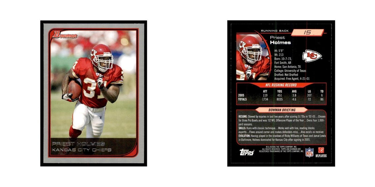 2006 Bowman Priest Holmes Football Cards #15