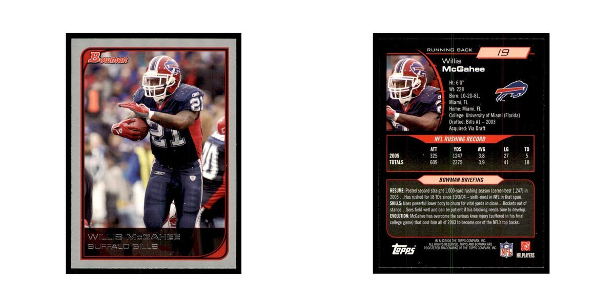 2006 Bowman Willis McGahee Football Cards #19