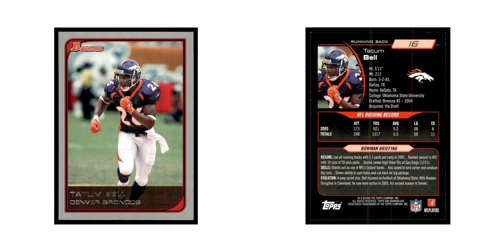 2006 Bowman Tatum Bell Football Cards #16