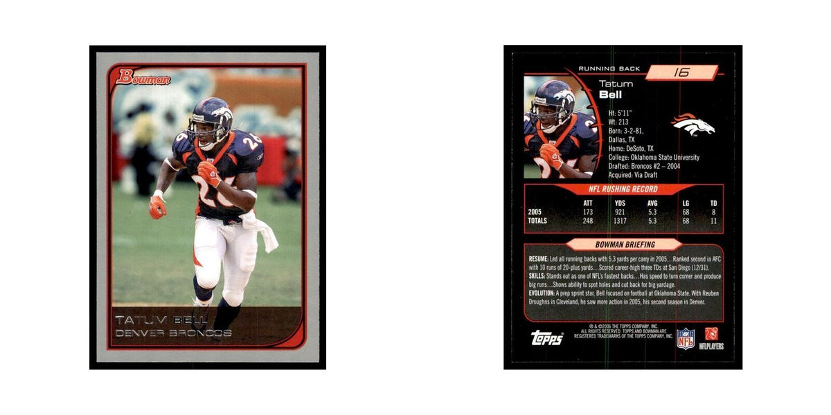 2006 Bowman Tatum Bell Football Cards #16