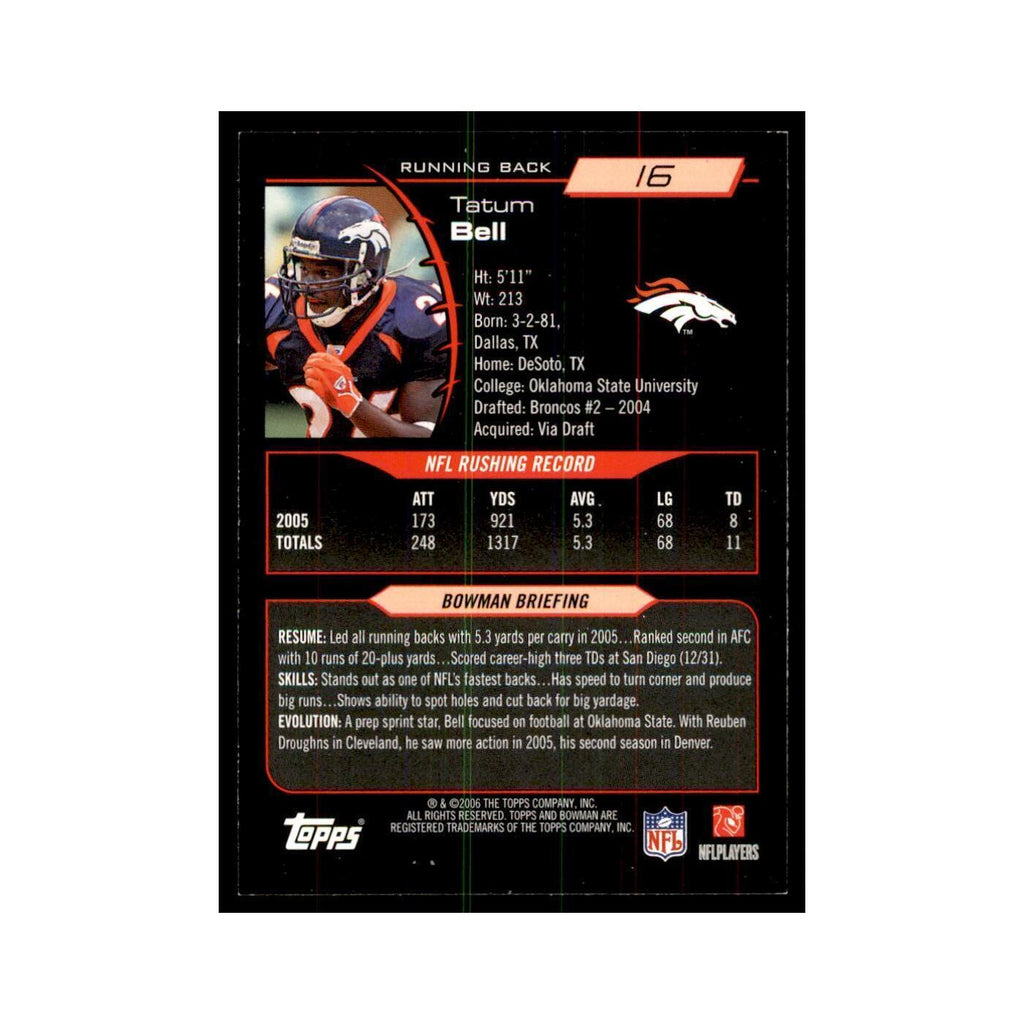 2006 Bowman Tatum Bell Football Cards #16