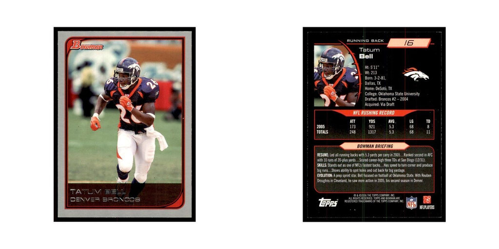 2006 Bowman Tatum Bell Football Cards #16