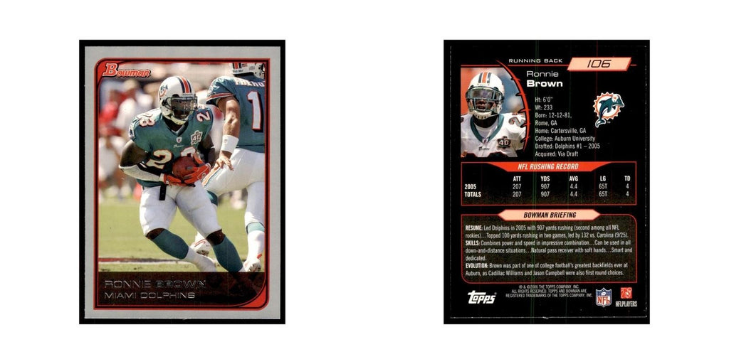 2006 Bowman Ronnie Brown Football Cards #106