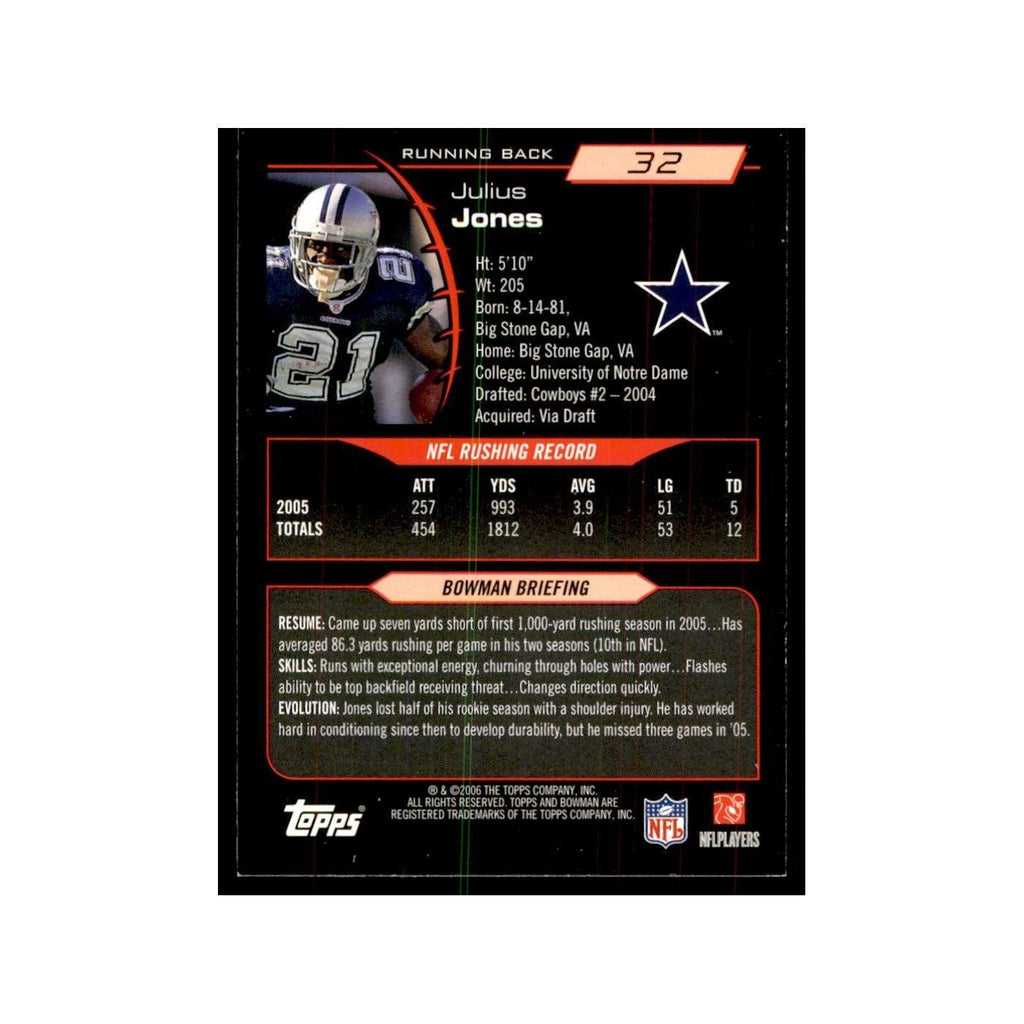 2006 Bowman Julius Jones Football Cards #32