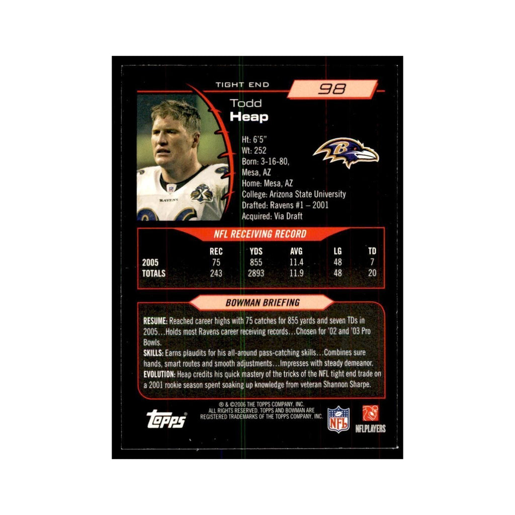 2006 Bowman Todd Heap Football Cards #98