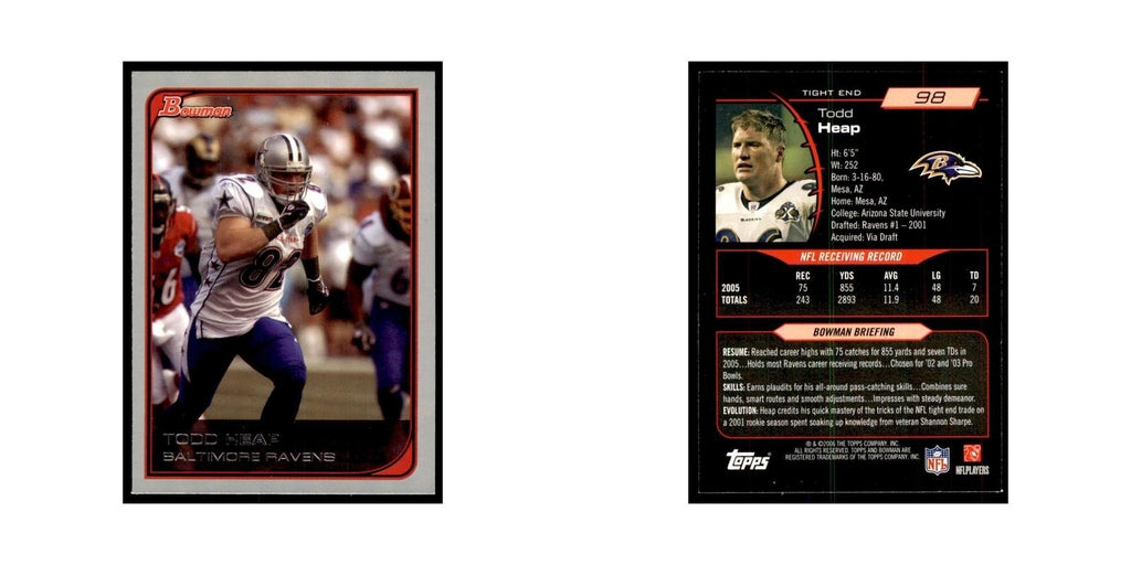 2006 Bowman Todd Heap Football Cards #98