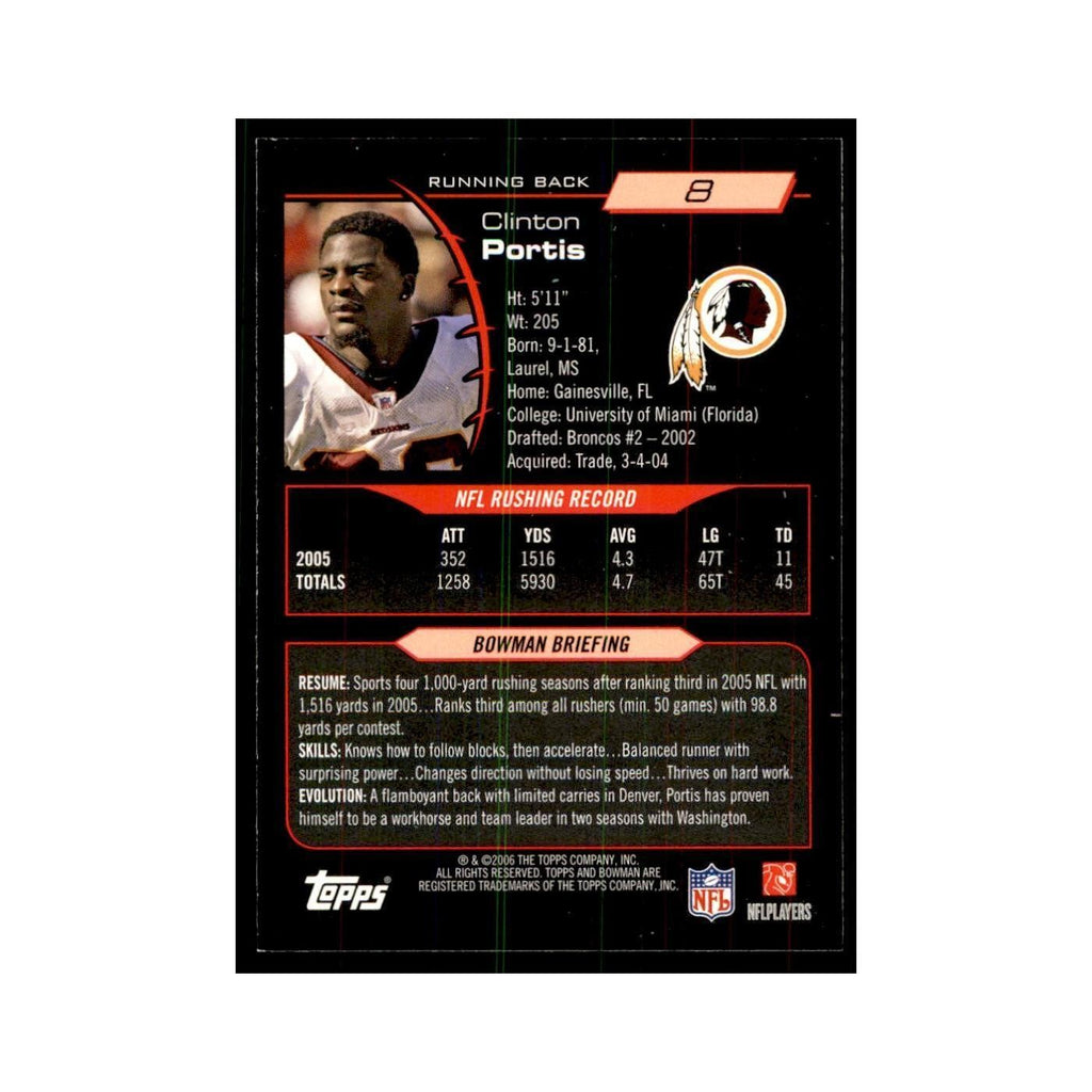 2006 Bowman Clinton Portis Football Cards #8