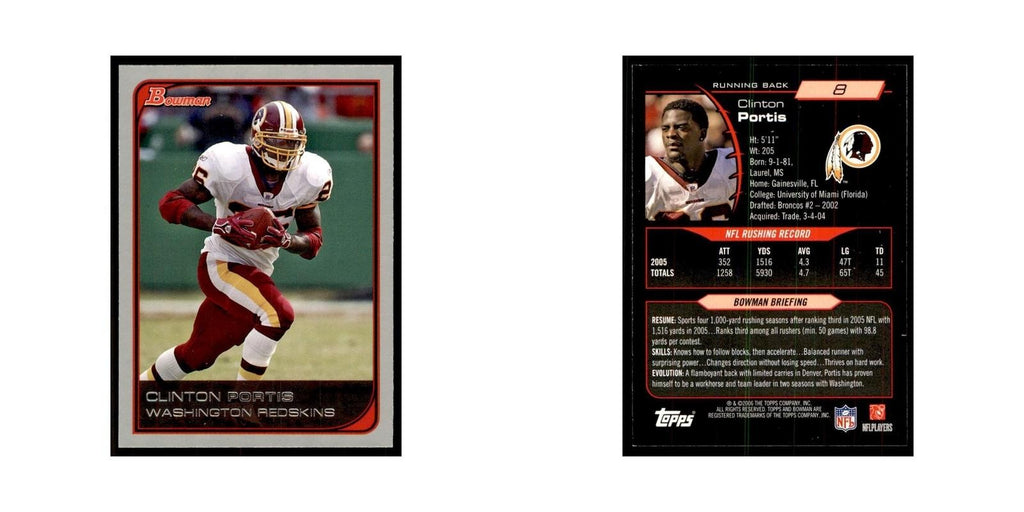 2006 Bowman Clinton Portis Football Cards #8