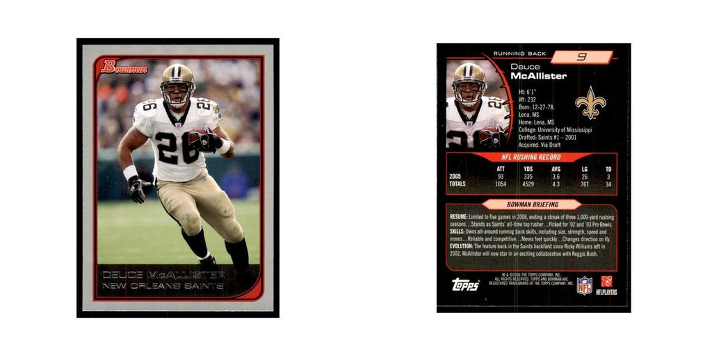 2006 Bowman Deuce McAllister Football Cards #9