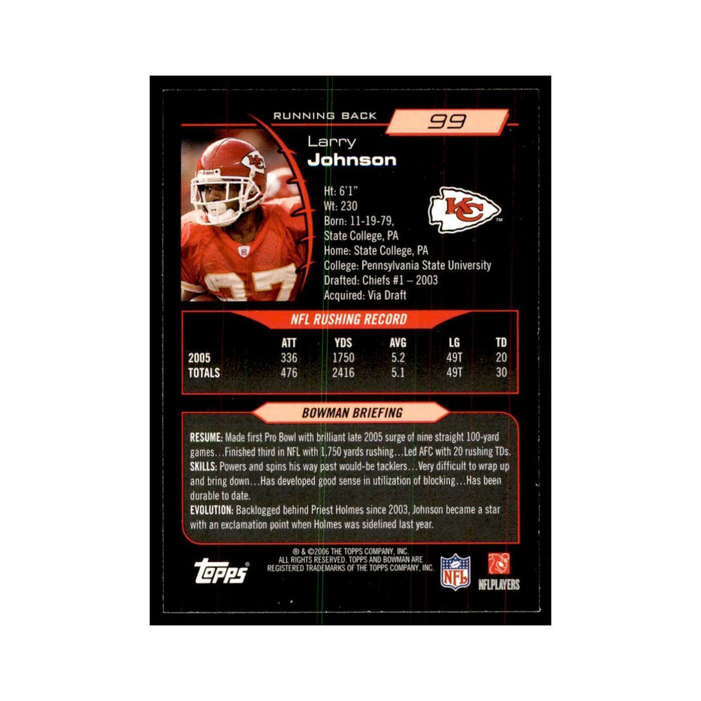 2006 Bowman Larry Johnson Football Cards #99