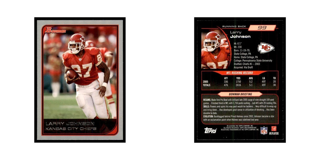 2006 Bowman Larry Johnson Football Cards #99