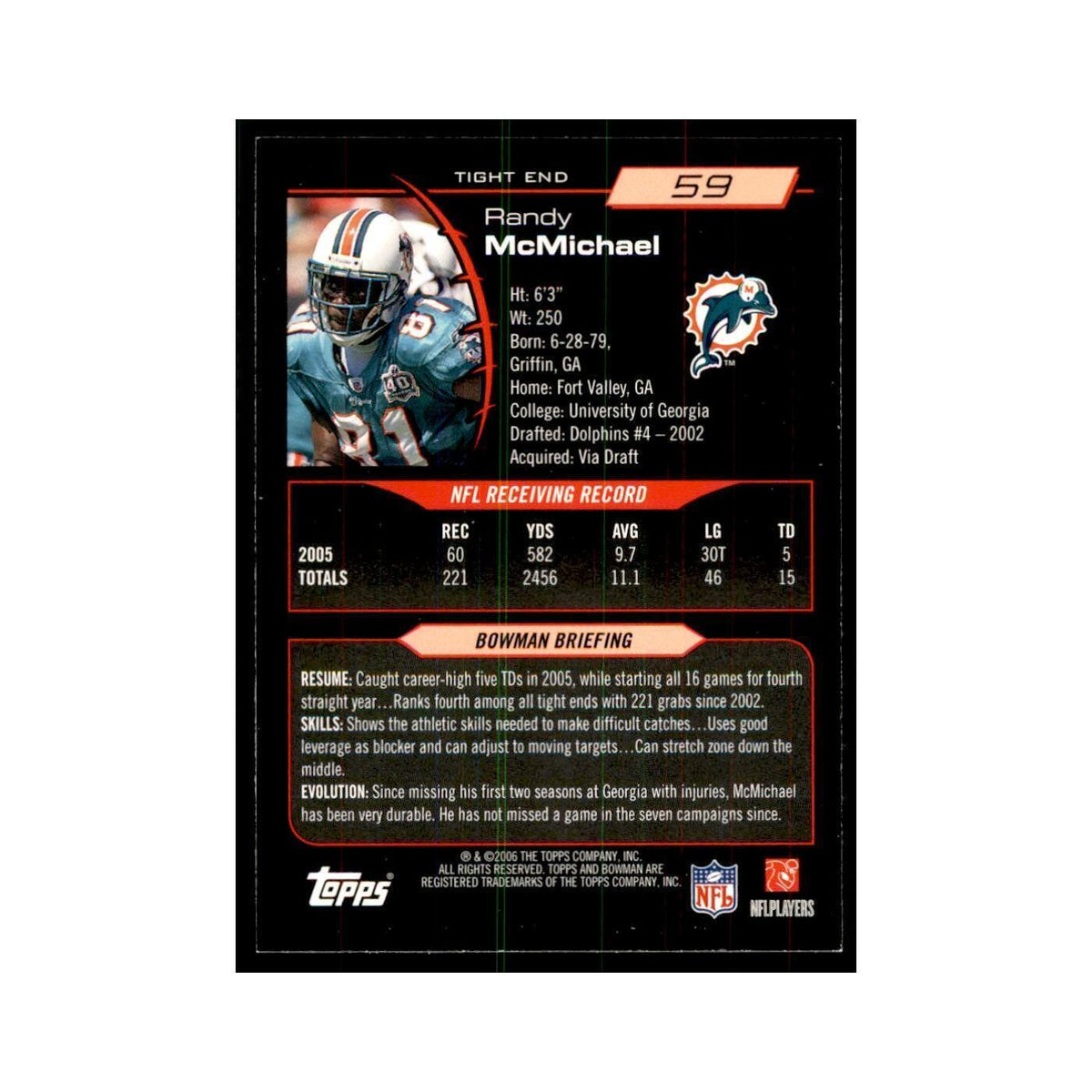 2006 Bowman Randy McMichael Football Cards #59