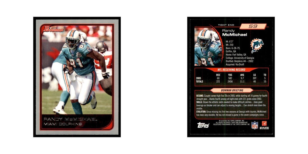 2006 Bowman Randy McMichael Football Cards #59
